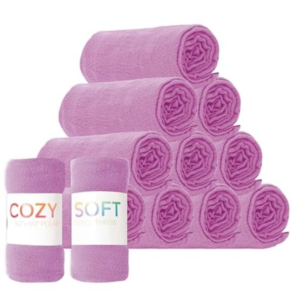 Arkwright Polar Fleece Throw Blankets  - Purple - Picture 3 of 3